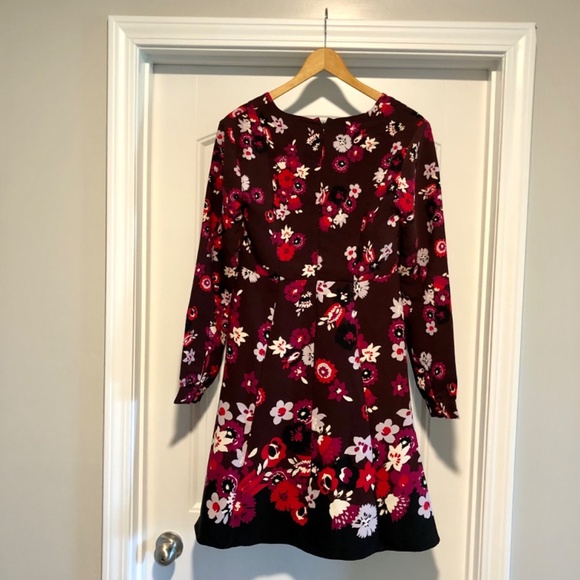 Ann Taylor long sleeve burgundy v-neck dress size 0 - Picture 4 of 5